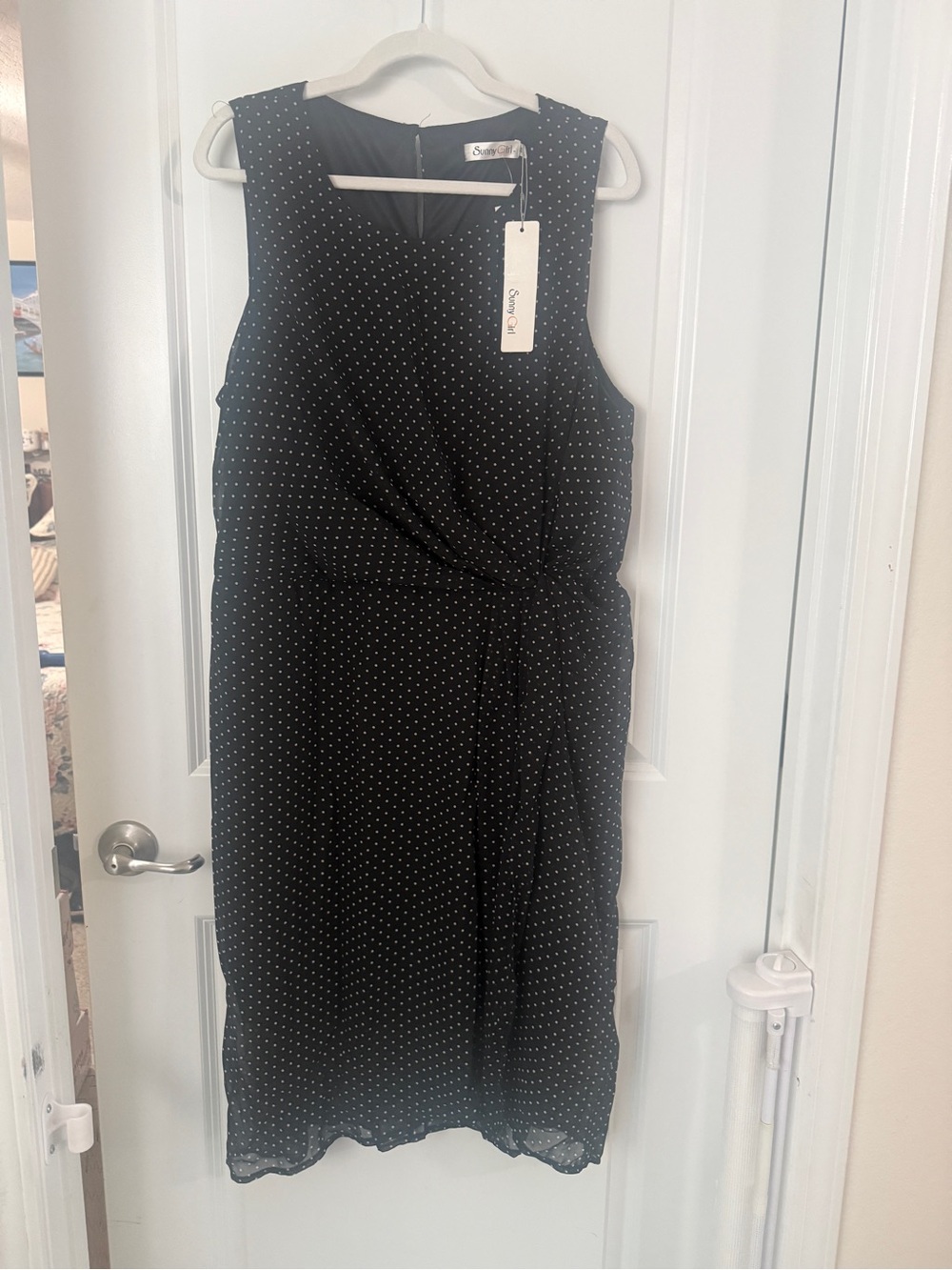 Sunny Girl Black and White Polka Dot Midi Dress